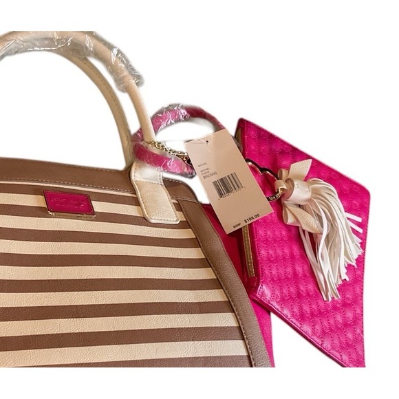betsy johnson handbag‎ pink, Taupe & white With Additional Bag Inside - Picture 3 of 5